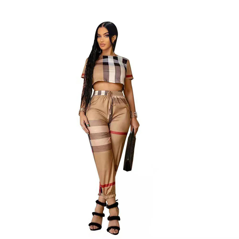 New High Quality Small Fresh Suit Stripes Elegant Casual Two-piece 1024060512