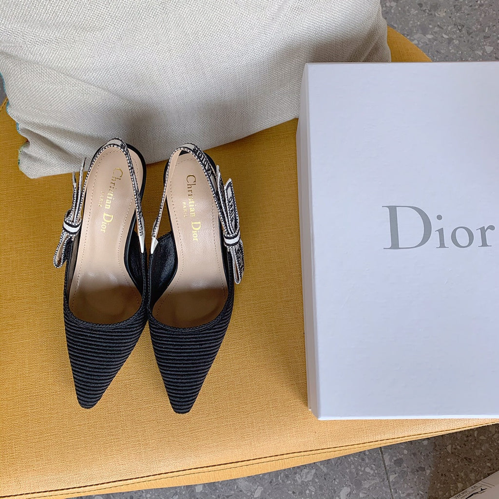 Dio Pointed bow letter ribbon slingback slingback shoes 0724070501