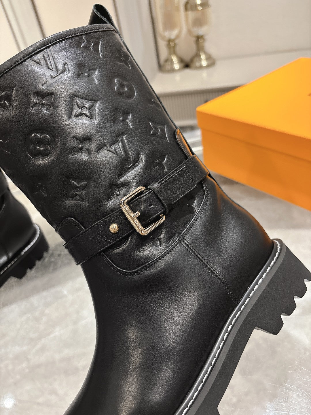 L stylish custom printed leather boots 0724102309