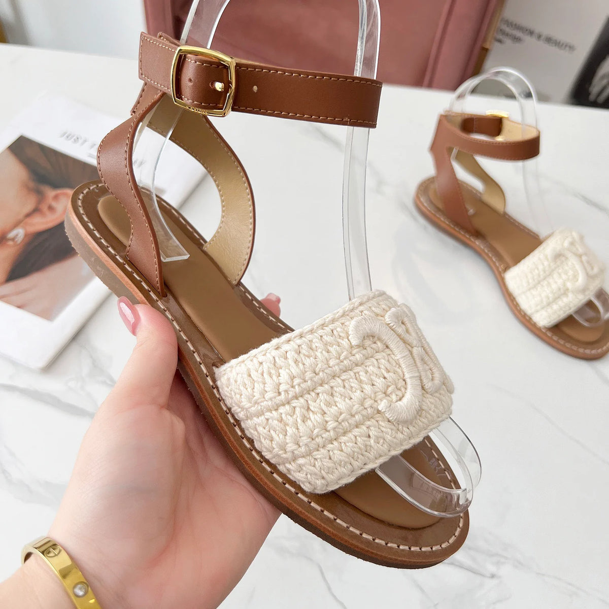 Classic Logo Woven Sandals 1025070208