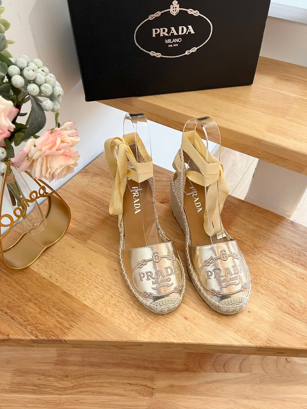 P Braided round toe wedge heel lace-up sandals bucket shoes 0724070903