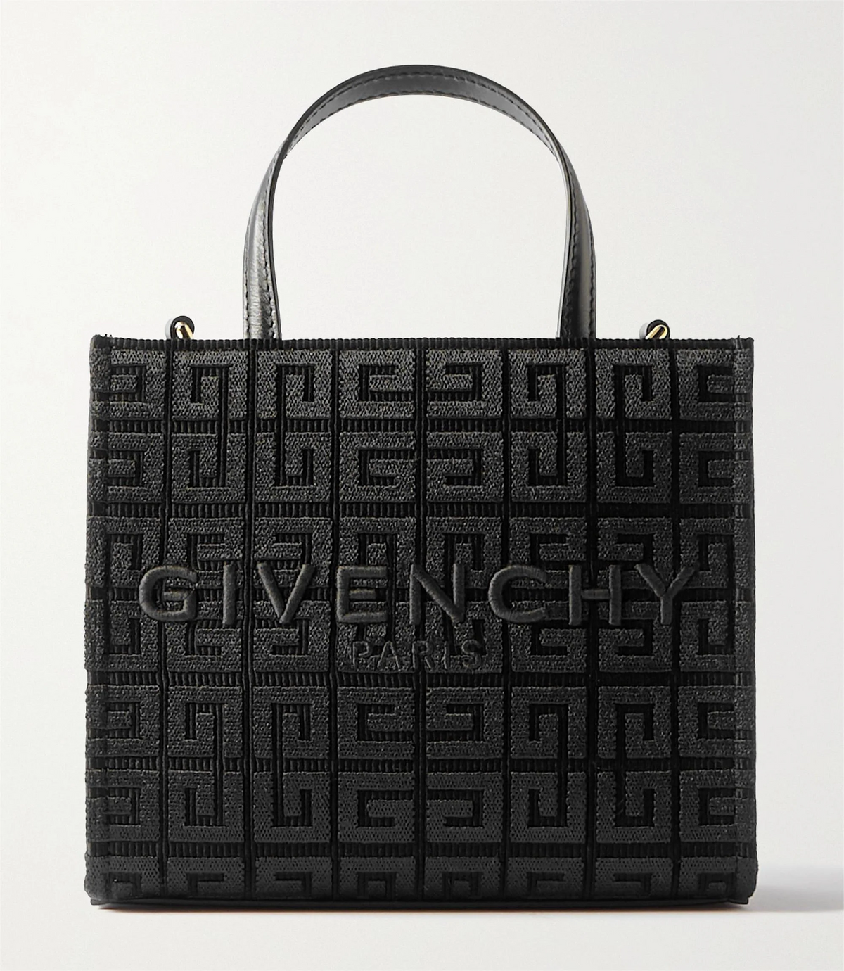 G-Tote mini leather-trimmed canvas-jacquard tote 0725031316