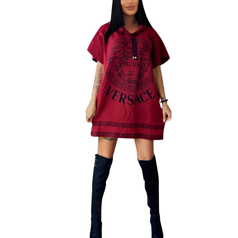 Fashionable printed bat sleeve dress PD10052514