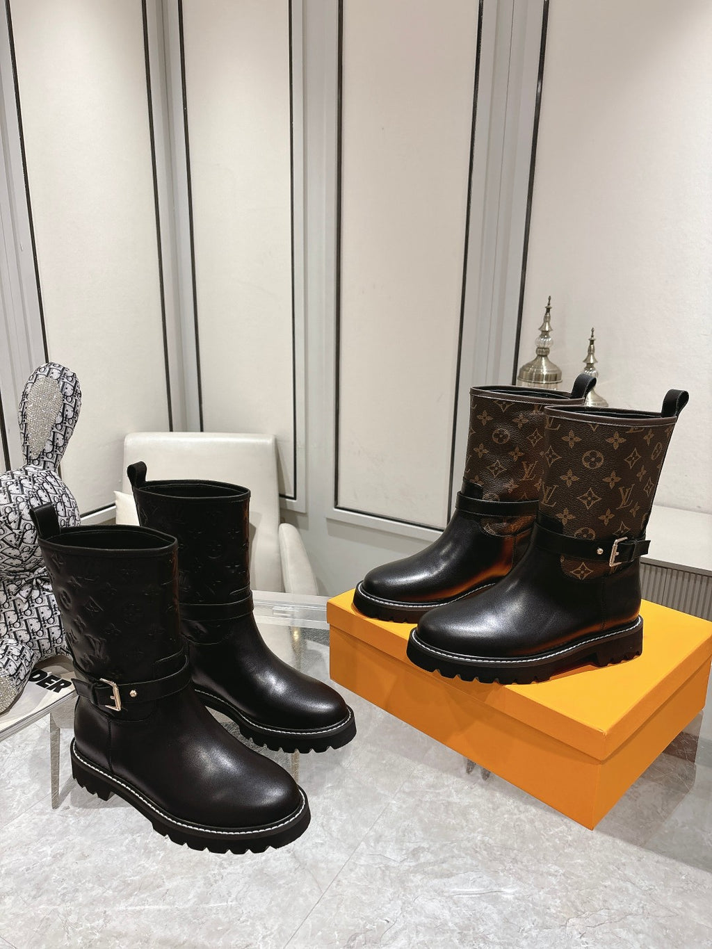 L stylish custom printed leather boots 0724102309