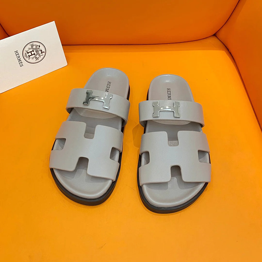 Classic H logo buckle with Velcro flat sandals and slippers for both men and women 1024032002