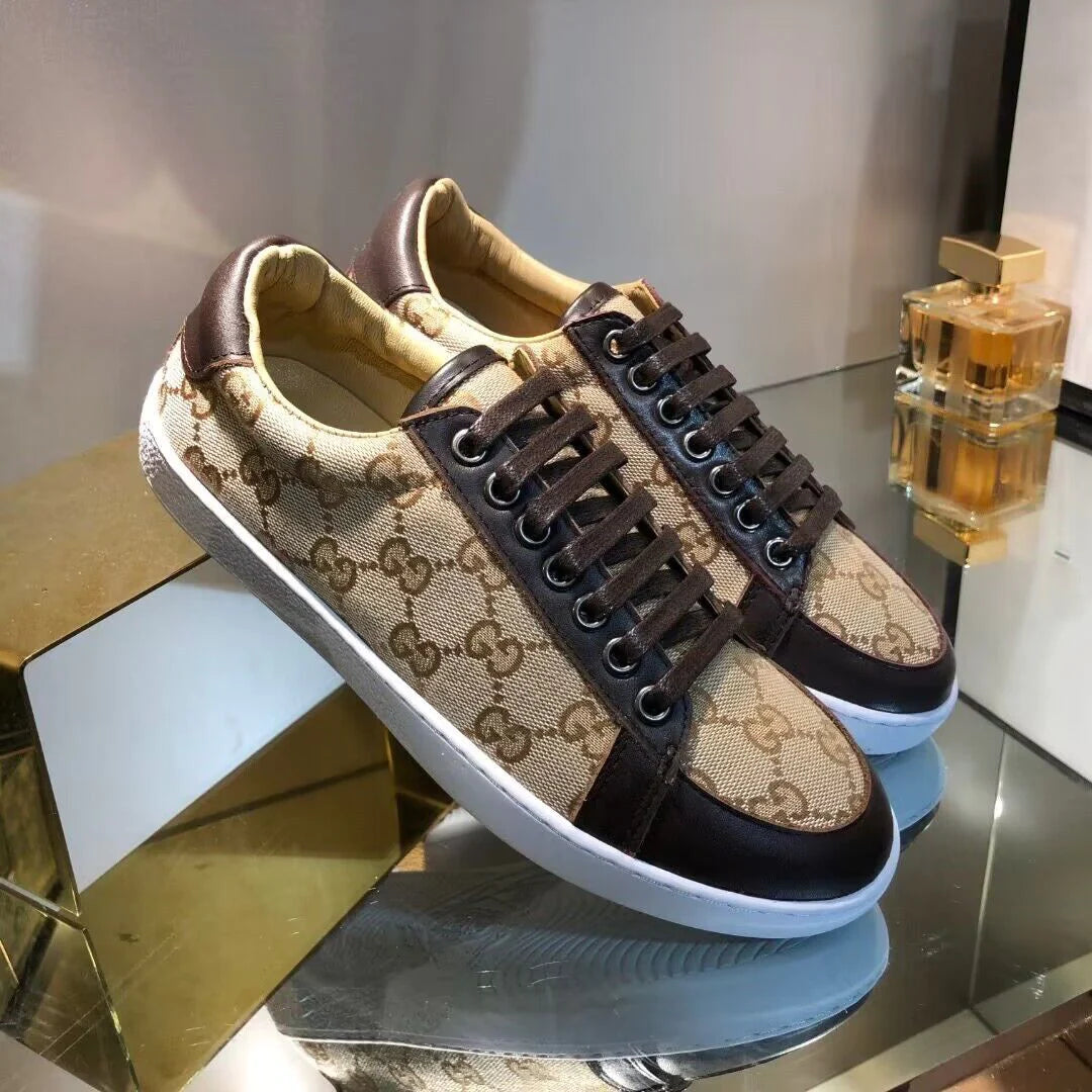 High Quality Casual Print Couple Genuine Leather Sneakers 1024031214