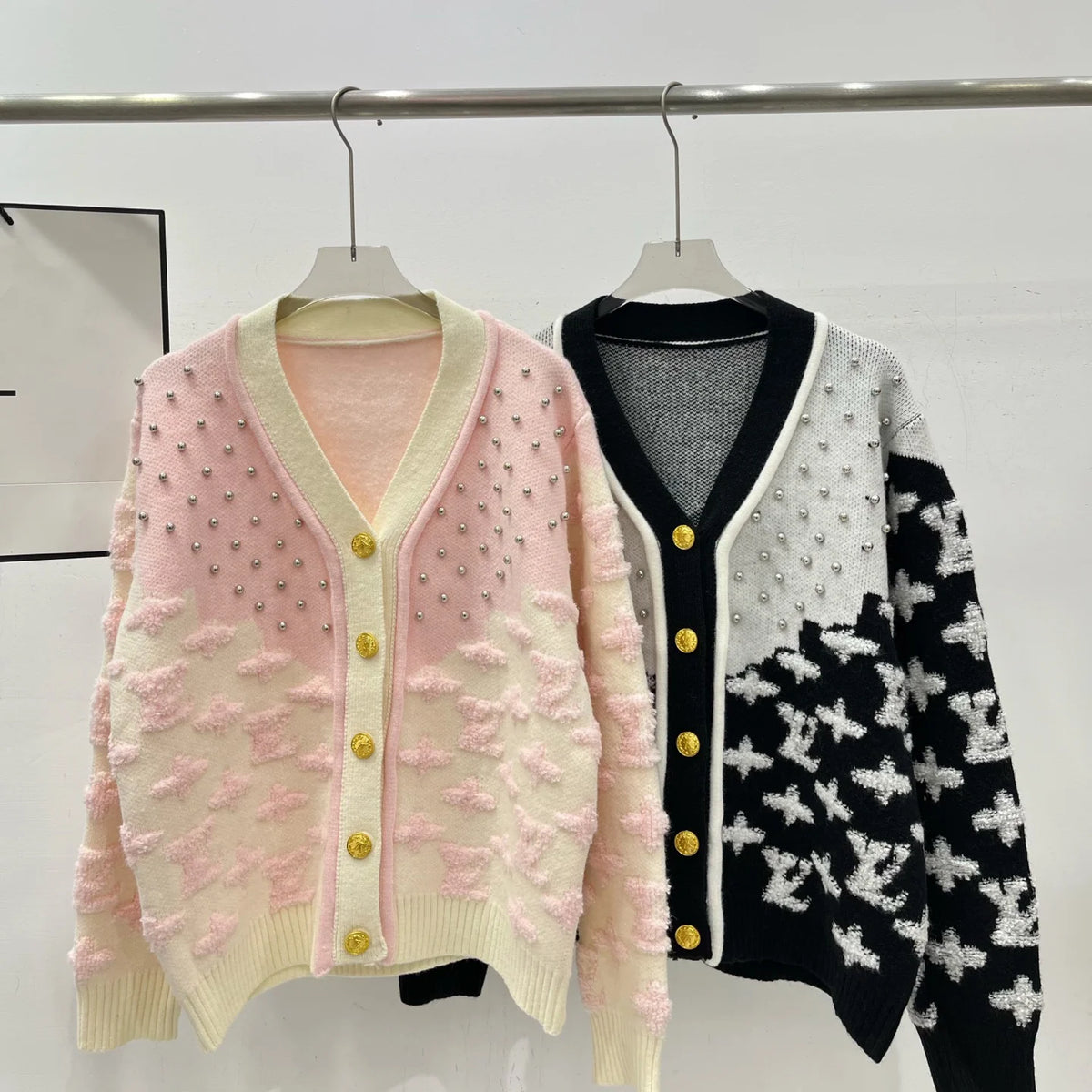 Letter Beaded Long-Sleeve Cardigan 1425121517
