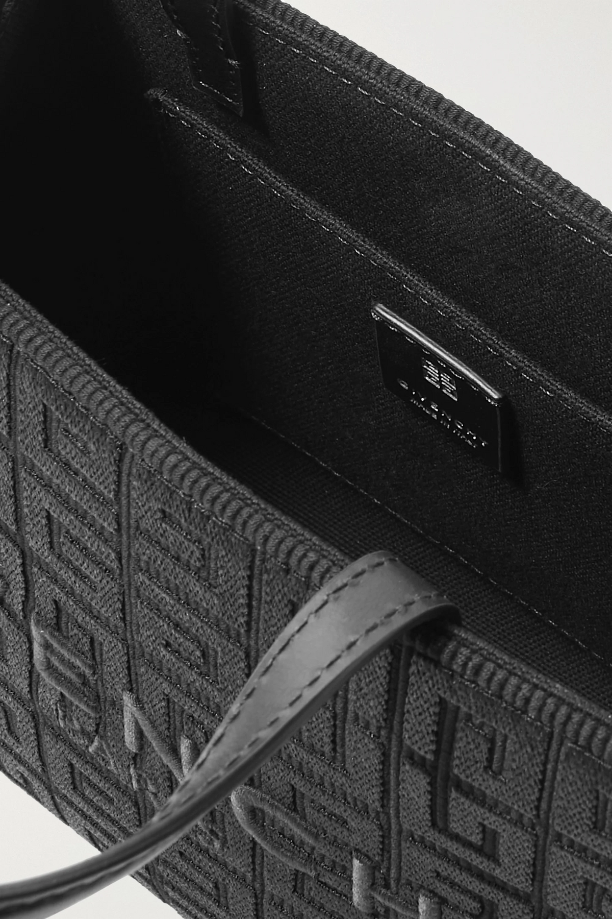 G-Tote mini leather-trimmed canvas-jacquard tote 0725031316