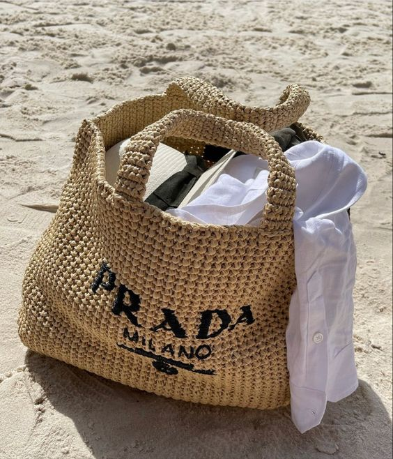 P Raffia Bag Handbag Beach Bag for Summer 0725031311