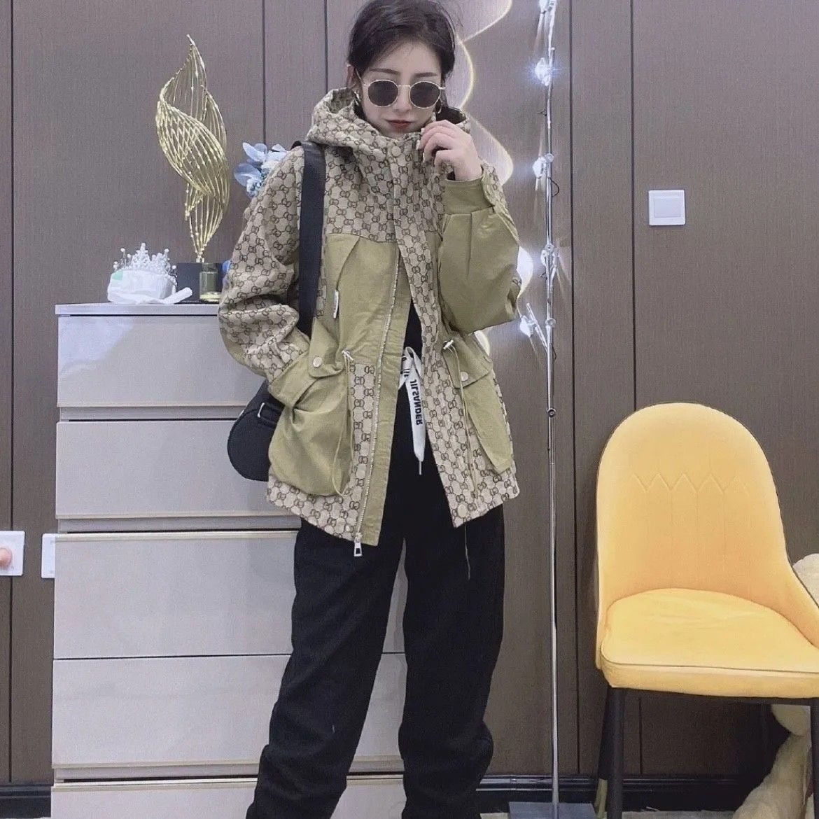 Loose contrasting color casual trench coat 0823120503