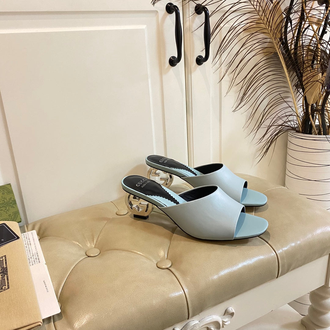 Gucc1 top fashion heel slippers 0724030803
