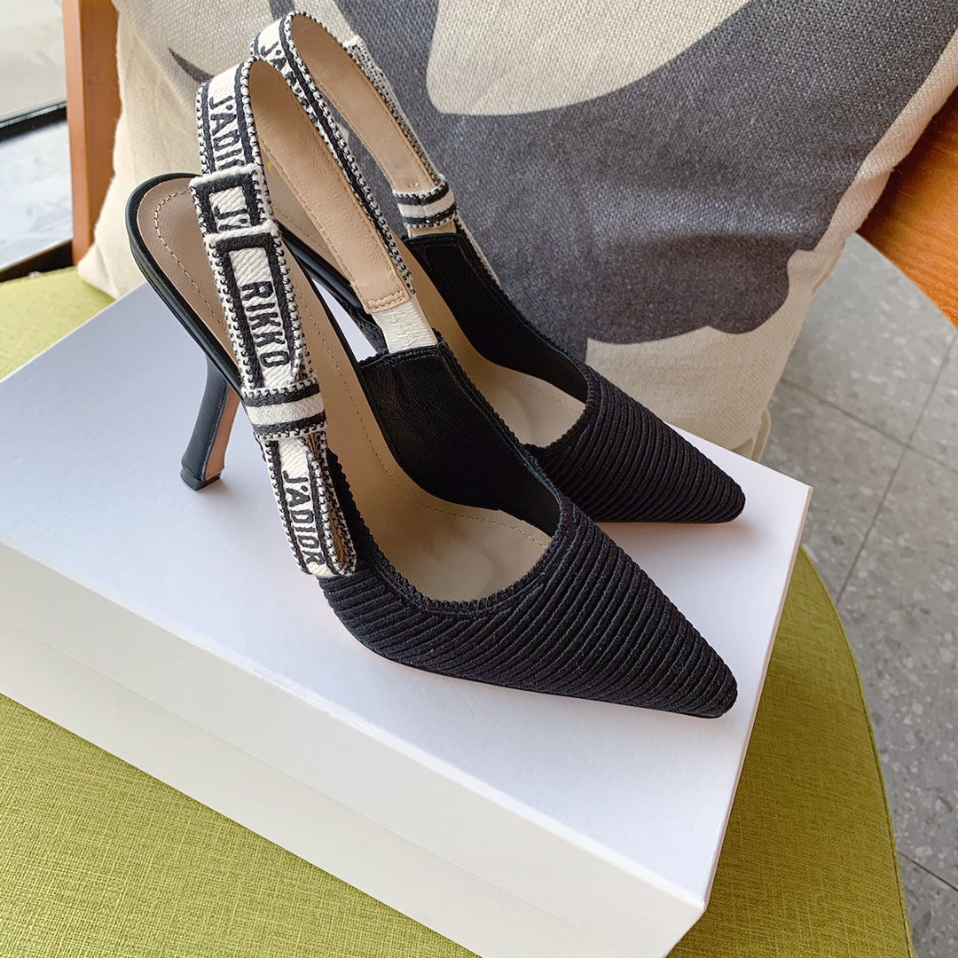 Dio Pointed bow letter ribbon slingback slingback shoes 0724070501