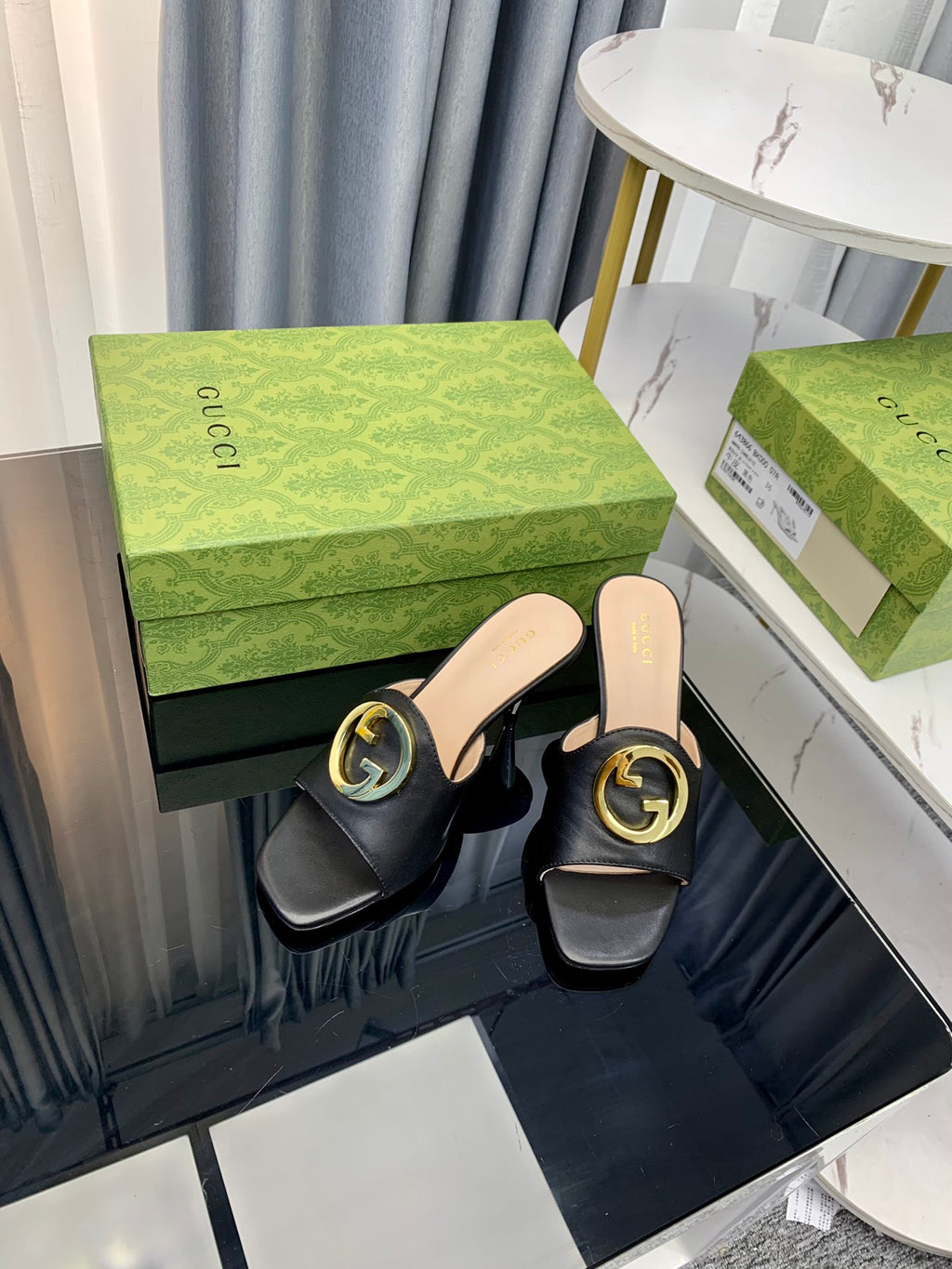 Gucc1 top fashion stiletto slippers 0724030804