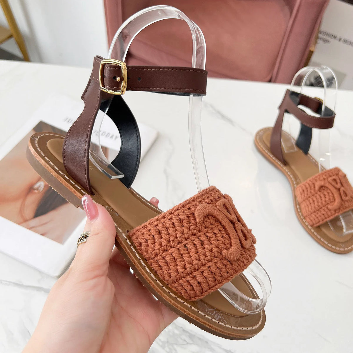 Classic Logo Woven Sandals 1025070208