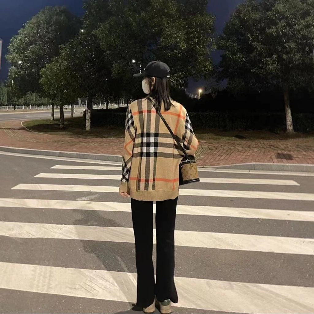 Khaki Classic Plaid Sweater 0823122501