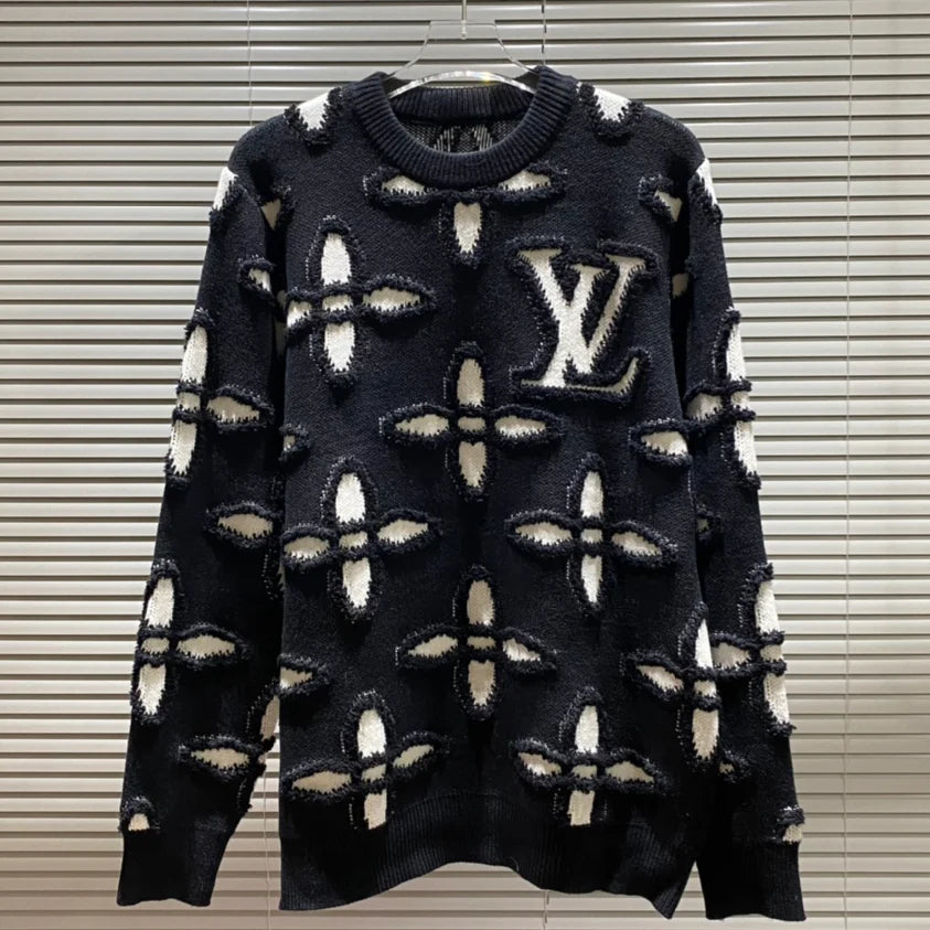 Classic vintage plush three-dimensional round neck sweater 1024110719