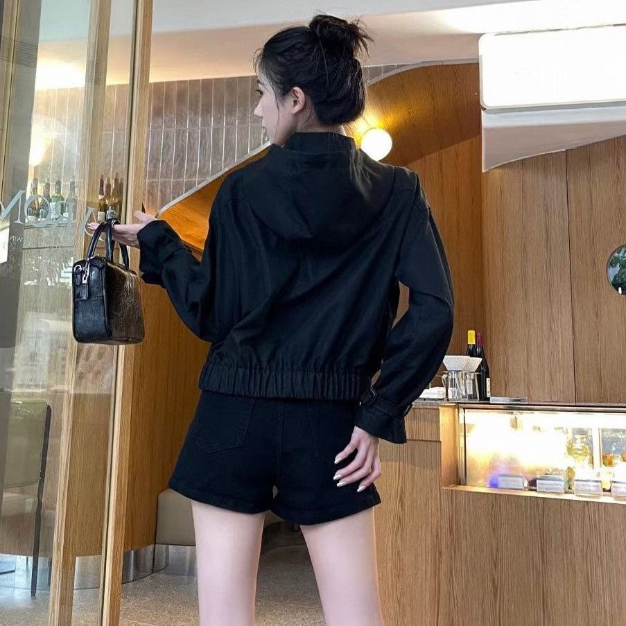 PR Short casual hooded trench coat jacket 1824091006