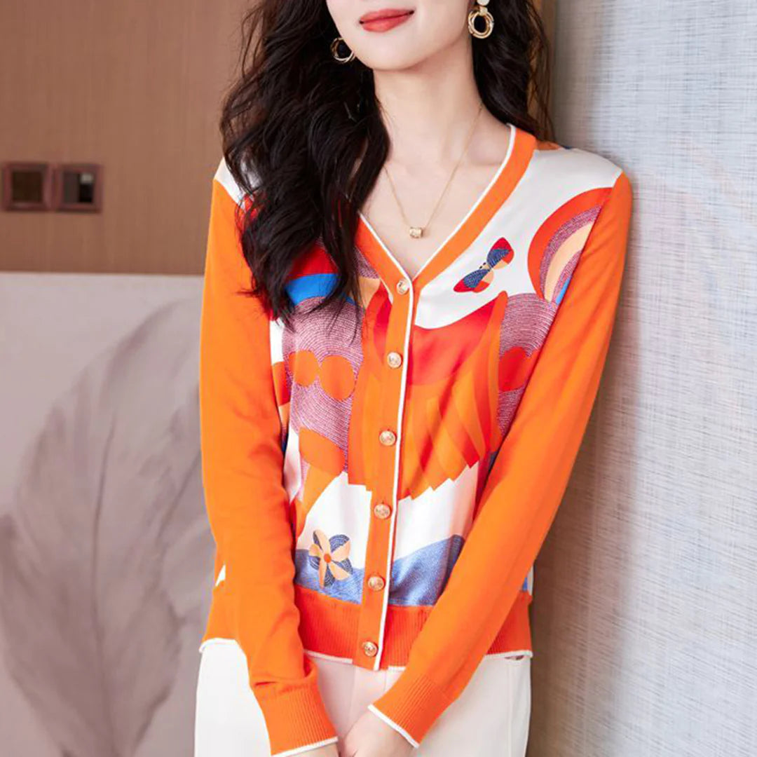 New Year Fashion Printed Knitted Cardigan Long Sleeves 1024032036
