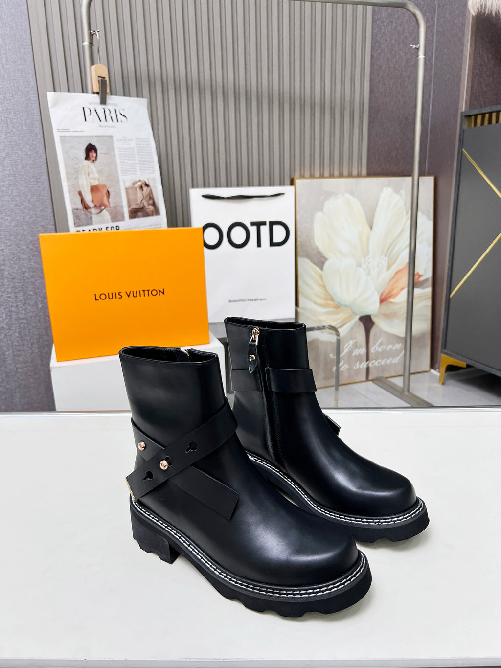 L fashion printed leather boots 0724102313