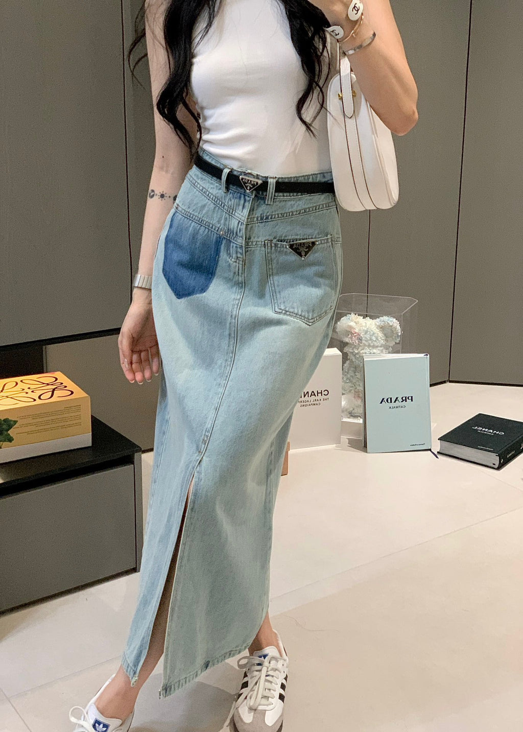 P24ss new triangle logo denim skirt 0724071810