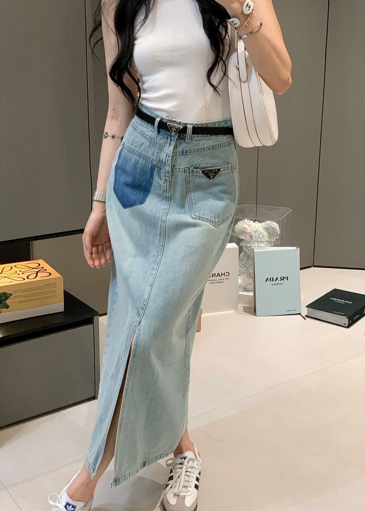 P24ss new triangle logo denim skirt 0724071810