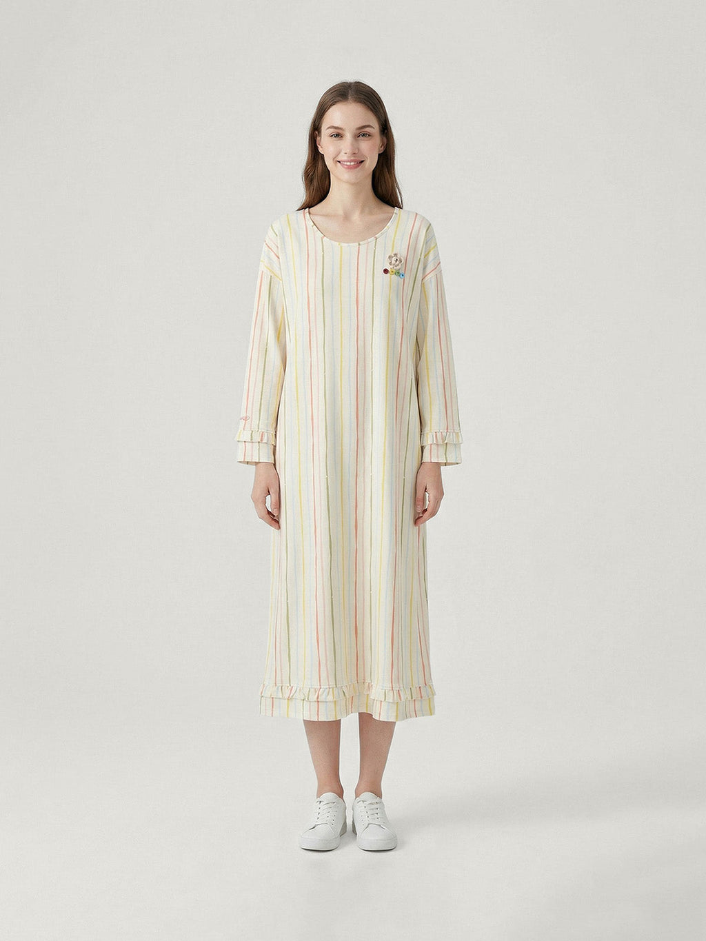 Cozy Nest Fluffy Colorful Striped Pajamas Dress