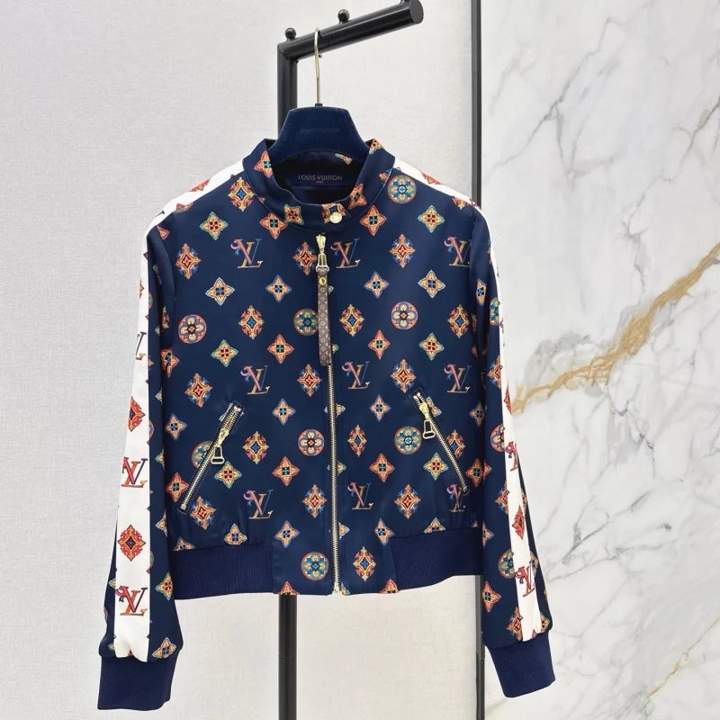 New Fashion Women Reversible Printed Stand Collar Jacket DM1326091417
