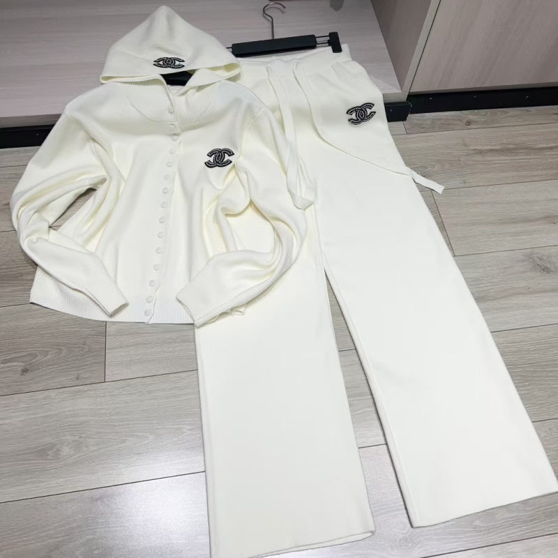 New Fashion Women Hooded Knit 2 Piece Outfit Set DM1326092910