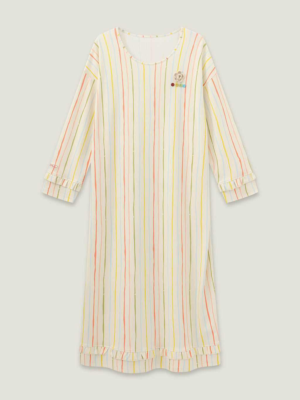 Cozy Nest Fluffy Colorful Striped Pajamas Dress