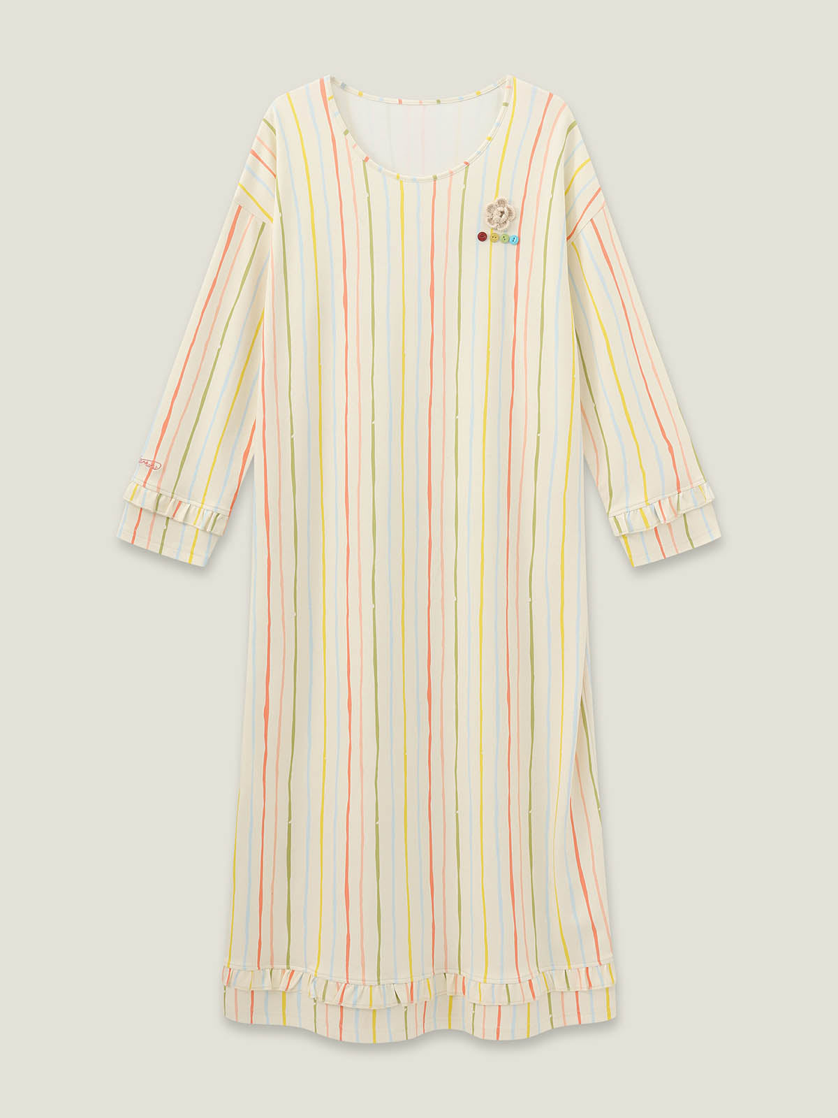 Cozy Nest Fluffy Colorful Striped Pajamas Dress