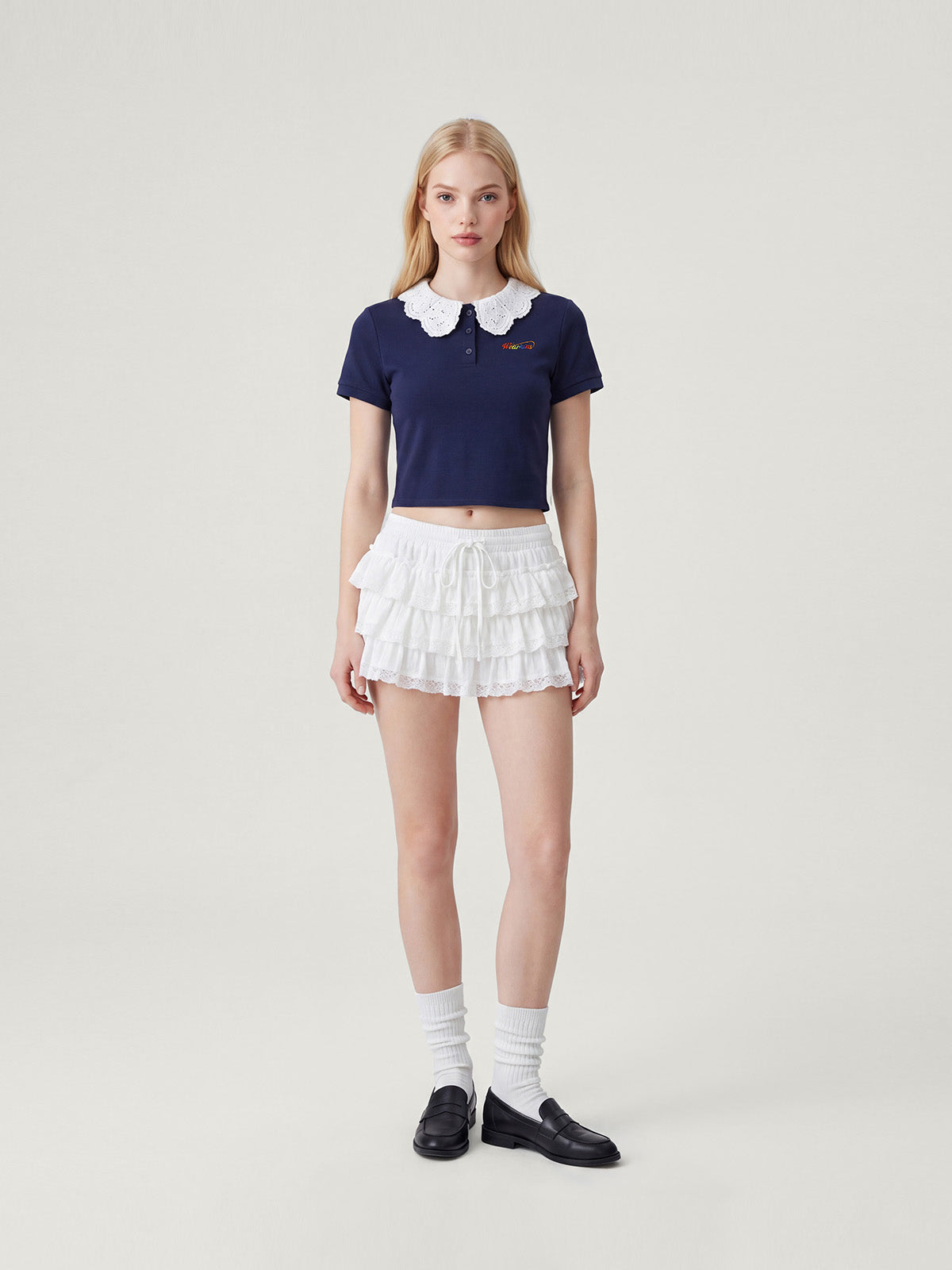 Princess Collar Family Matching Crop Polo Tee For Adults | KINS CLASS