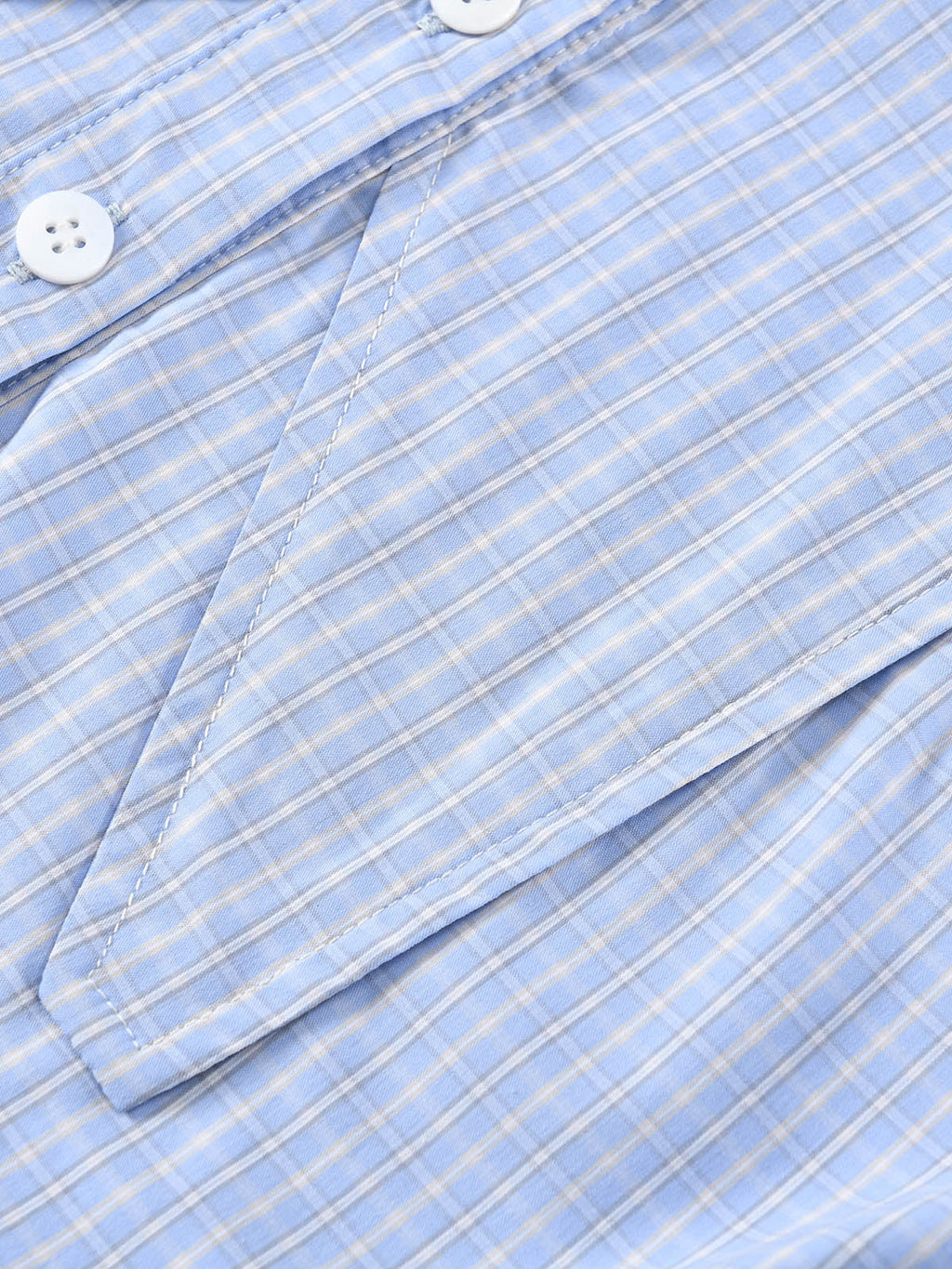 Preppy Blue Grid Cropped Long Sleeve Shirt | KINS CLASS