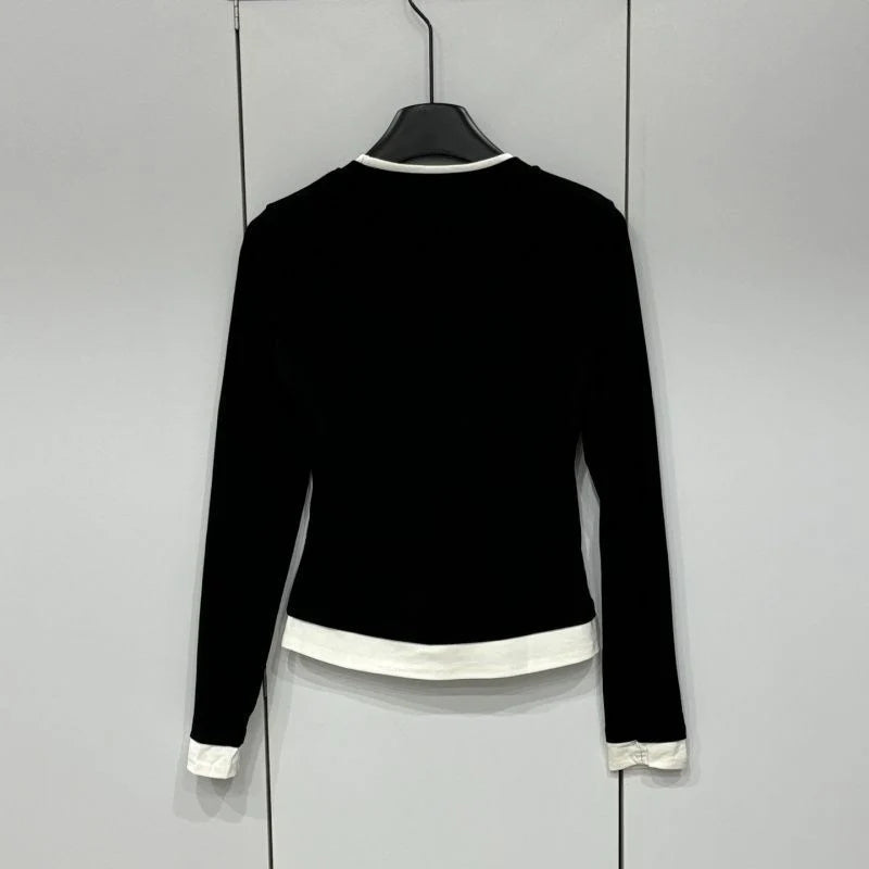 New Arrival Fashion Women's Fake‑Two‑Piece Long Sleeve Slim Top PD1326091006