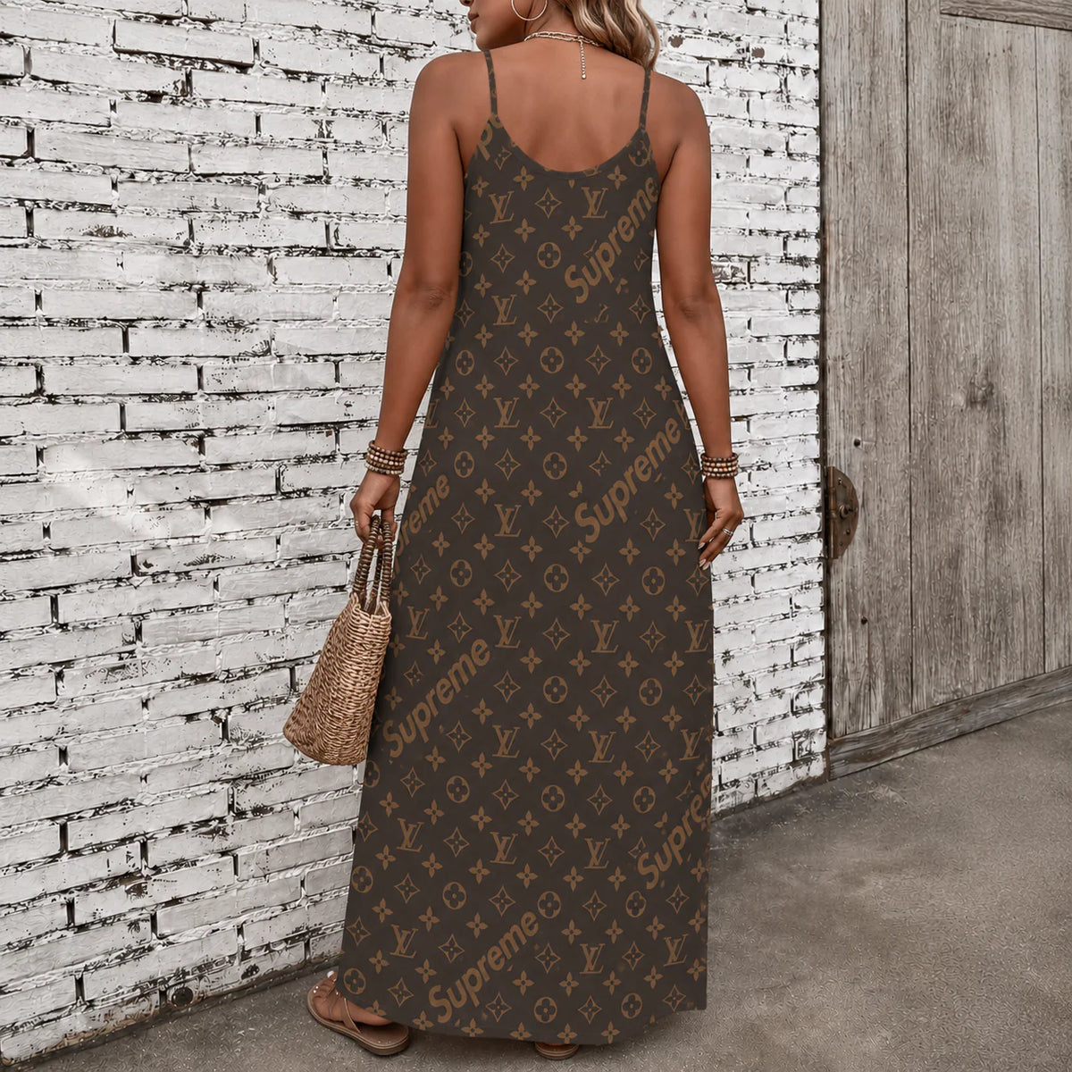 Classic Print V-Neck Pocket Cami Dress 3D1026070905