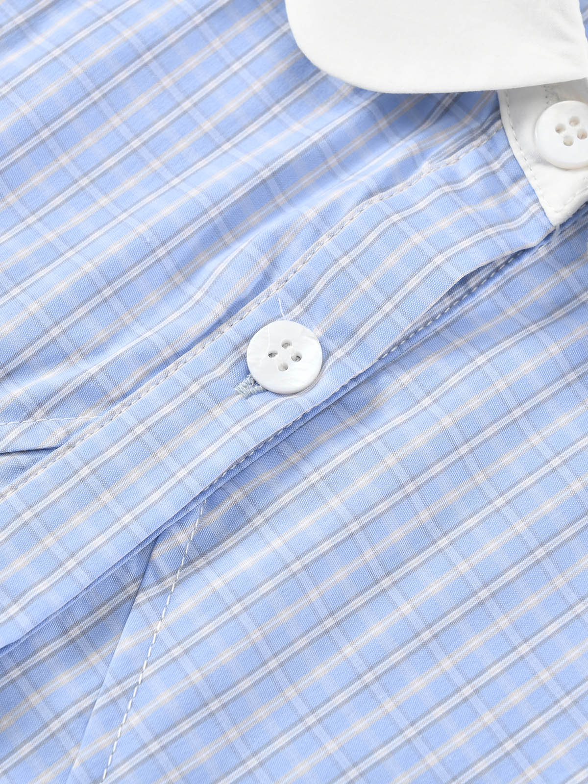 Preppy Blue Check Cropped Family Matching Shirt | KINS CLASS