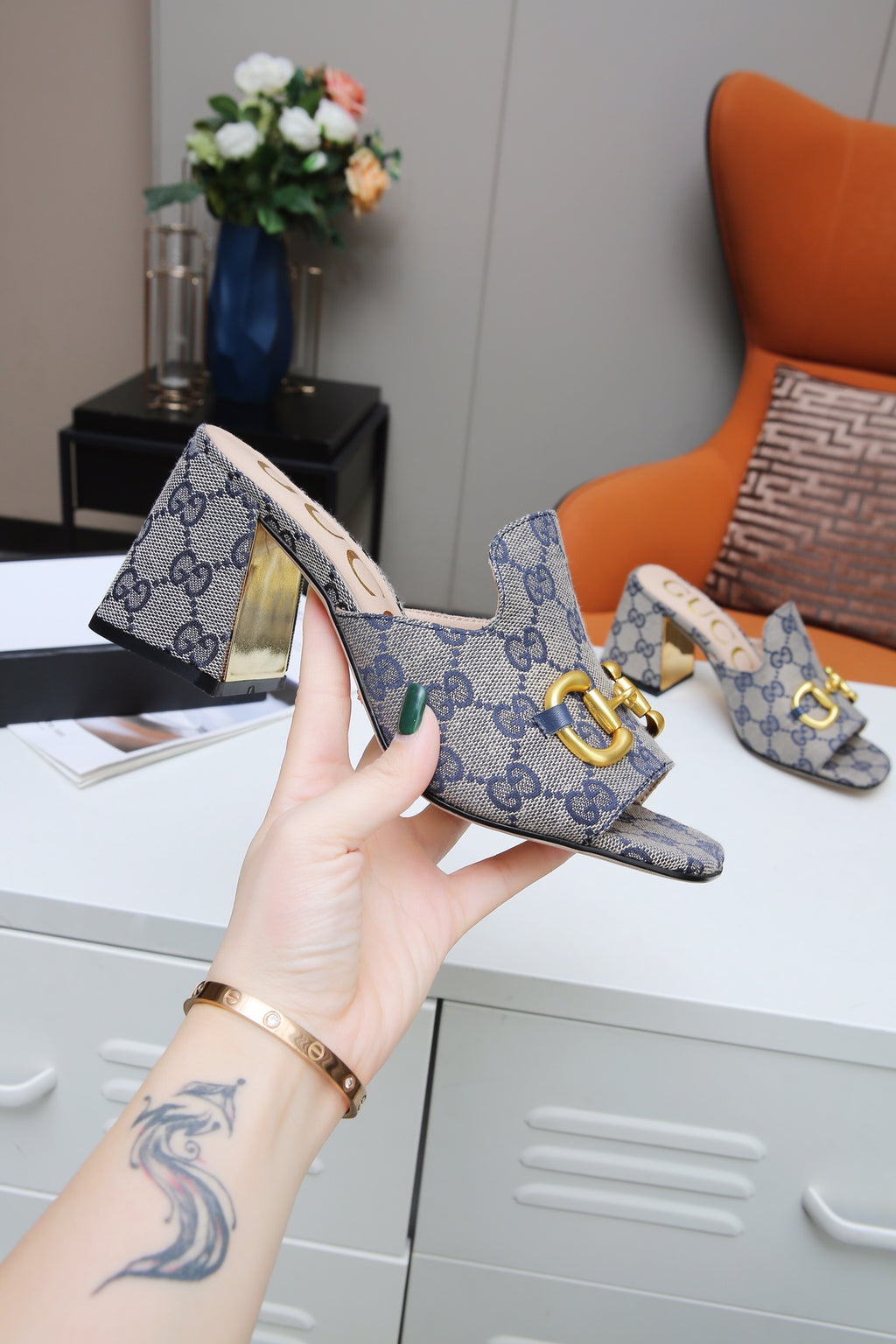 Fashion printed thick-soled and chunk-heeled sandals 0725091506