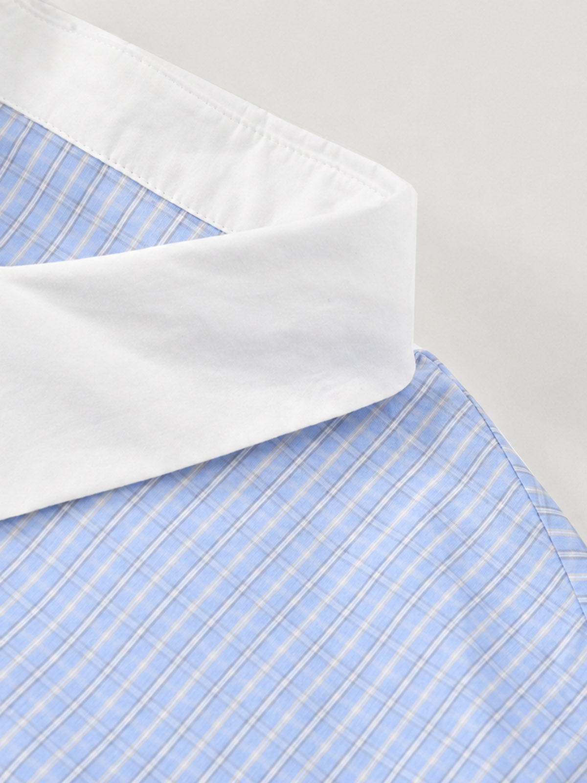 Preppy Contrast Collar Plaid Crop Shirt + Ruffle Shorts Or Skirt Matching Set | KINS CLASS