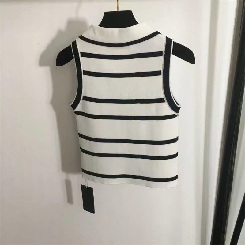 New Fashion Women's YS Striped Polo Knit Tank Top PD1326091809