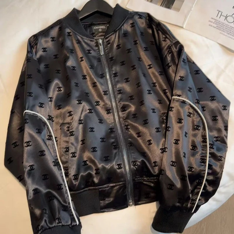 New Fashion Women CC Satin Jacquard Bomber Jacke DM1326091810