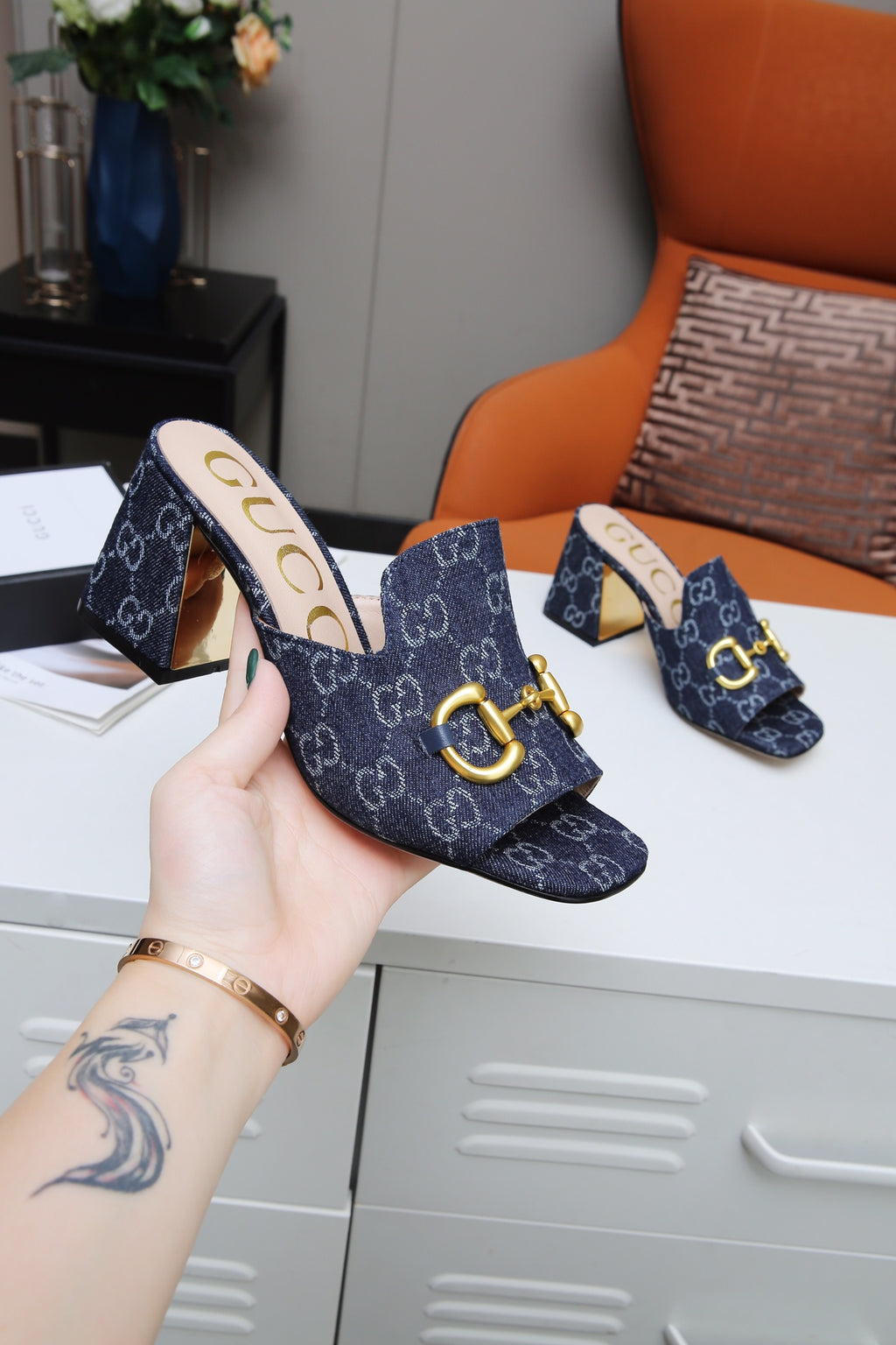 Fashion printed thick-soled and chunk-heeled sandals 0725091506