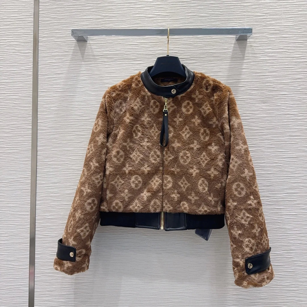 New Fashion Women Monogram Fleece Cropped Jacket XC1326091126