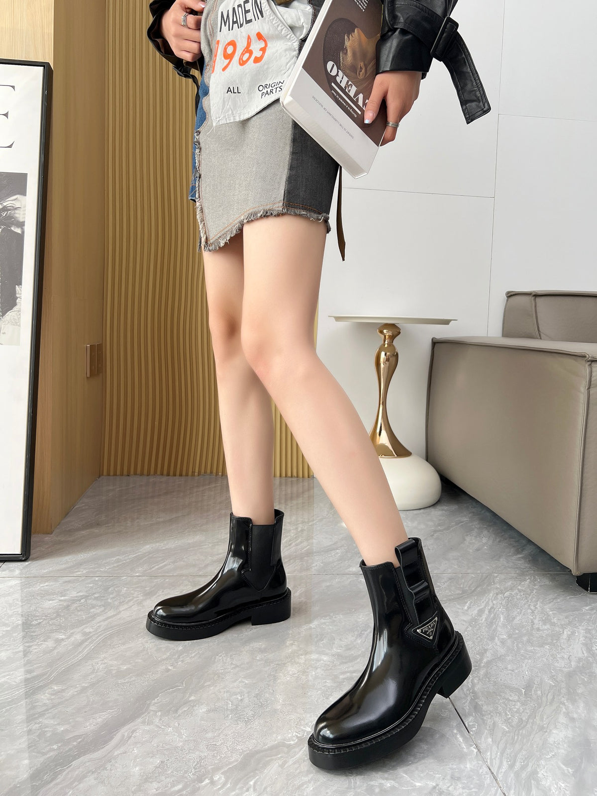 P new patent leather high-top boots 0725091501