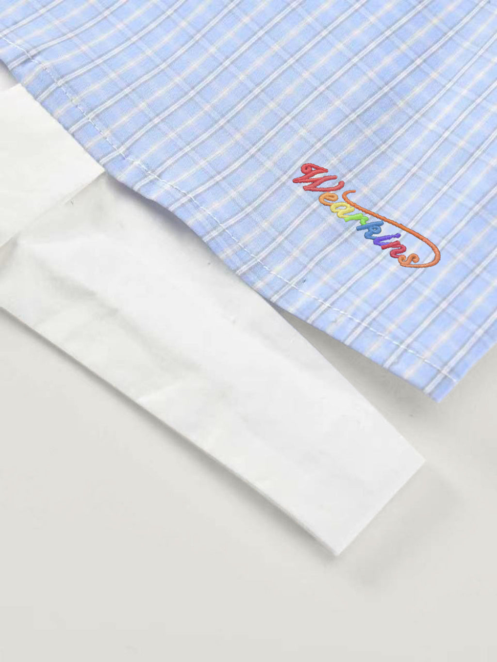 Preppy Blue Check Cropped Long Sleeve Shirt | KINS CLASS