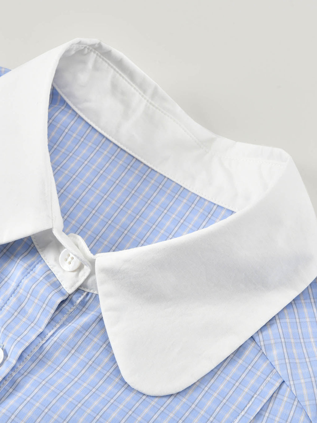 Preppy Contrast Collar Plaid Crop Shirt + Ruffle Shorts Or Skirt Matching Set | KINS CLASS