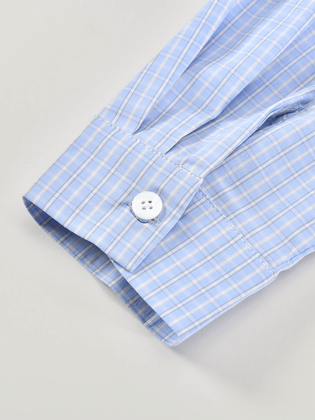 Preppy Blue Check Cropped Long Sleeve Shirt | KINS CLASS