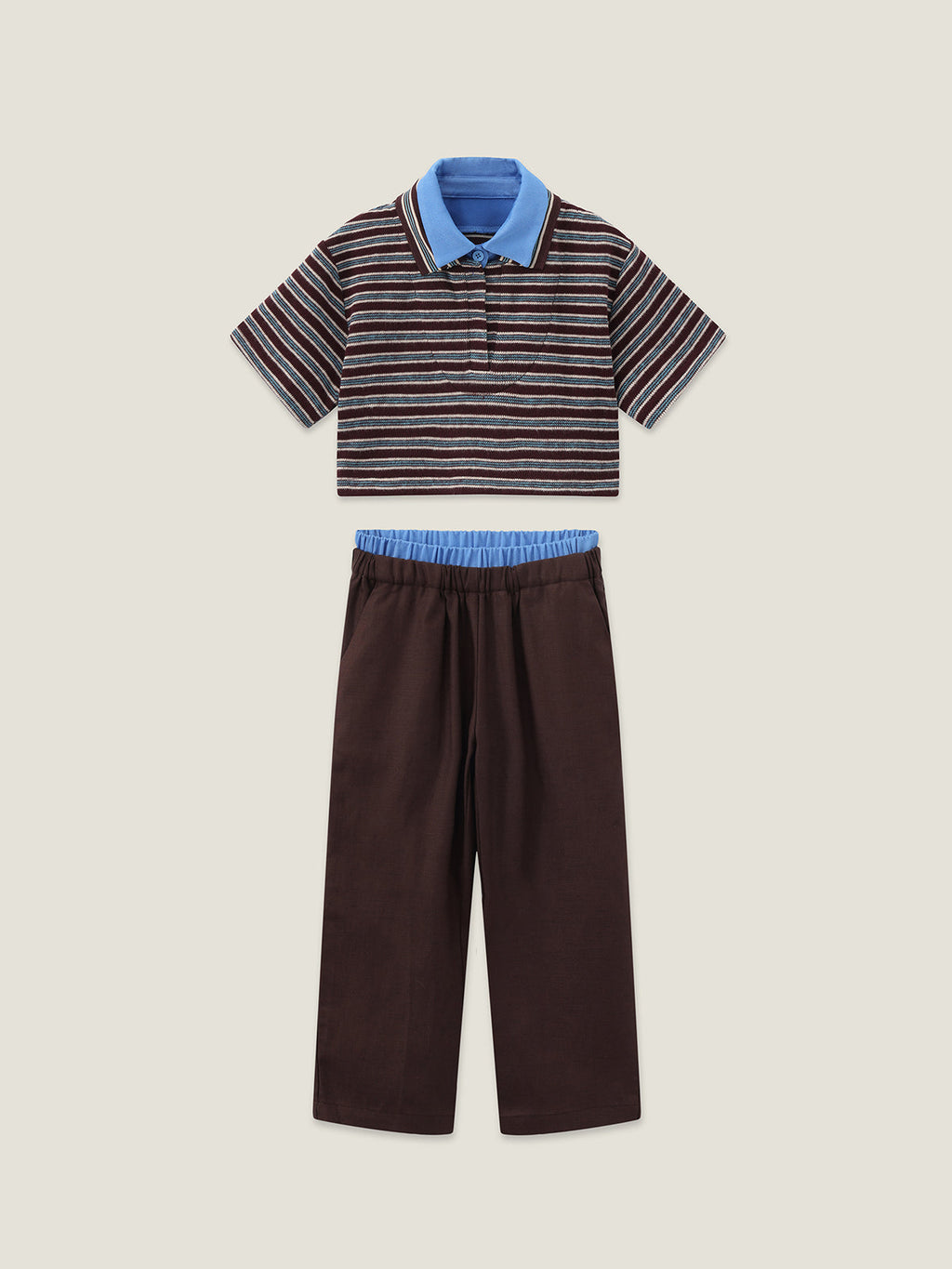Kins Class Adults’ Striped Crop Tee & Pants Set