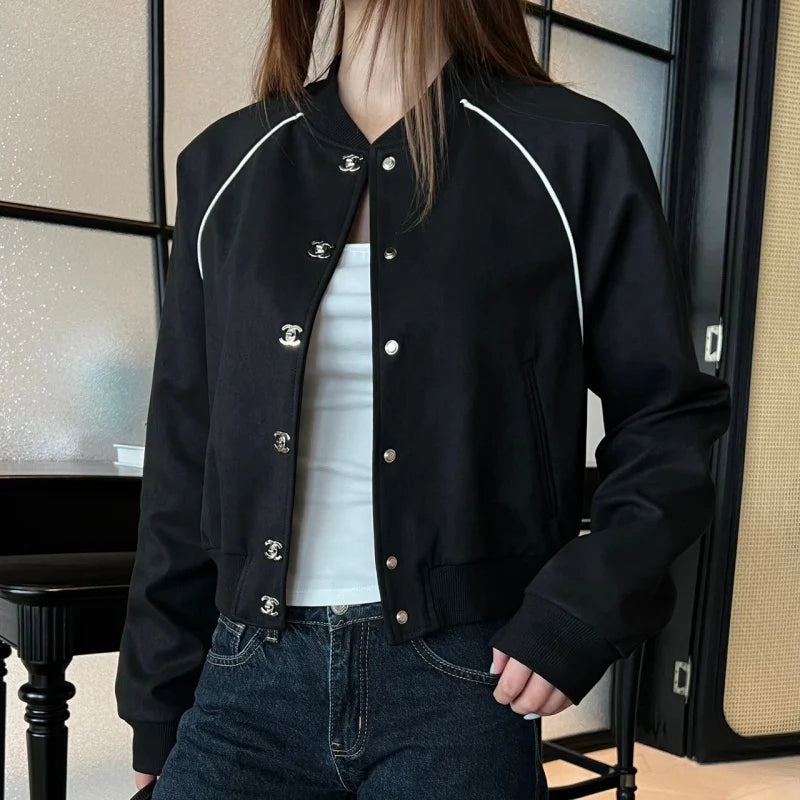 New Fashion Women's Cropped Baseball Jacket TZ1326091105