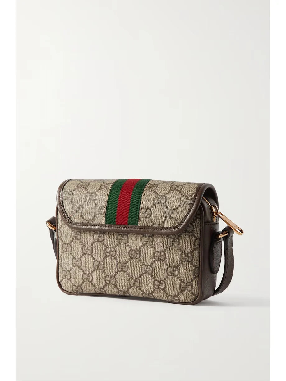 G Ophidia leather-trimmed printed coated-canvas shoulder bag 0424061408