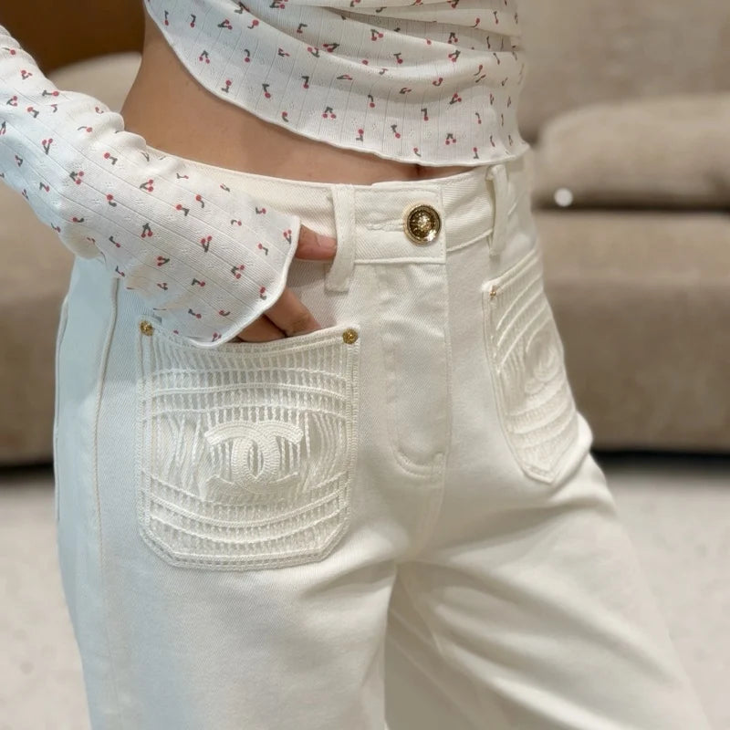 New Fashion Women CC White Flare Jeans DM1326091811