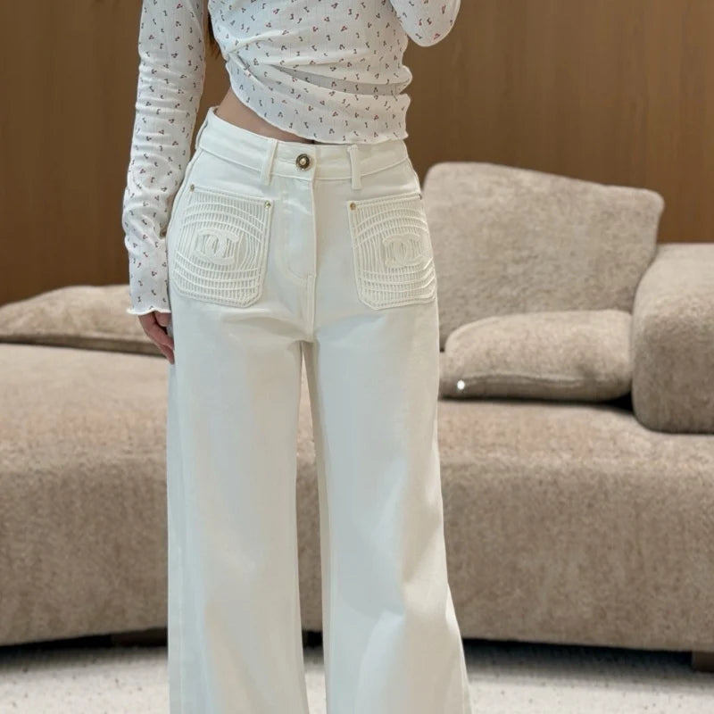 New Fashion Women CC White Flare Jeans DM1326091811